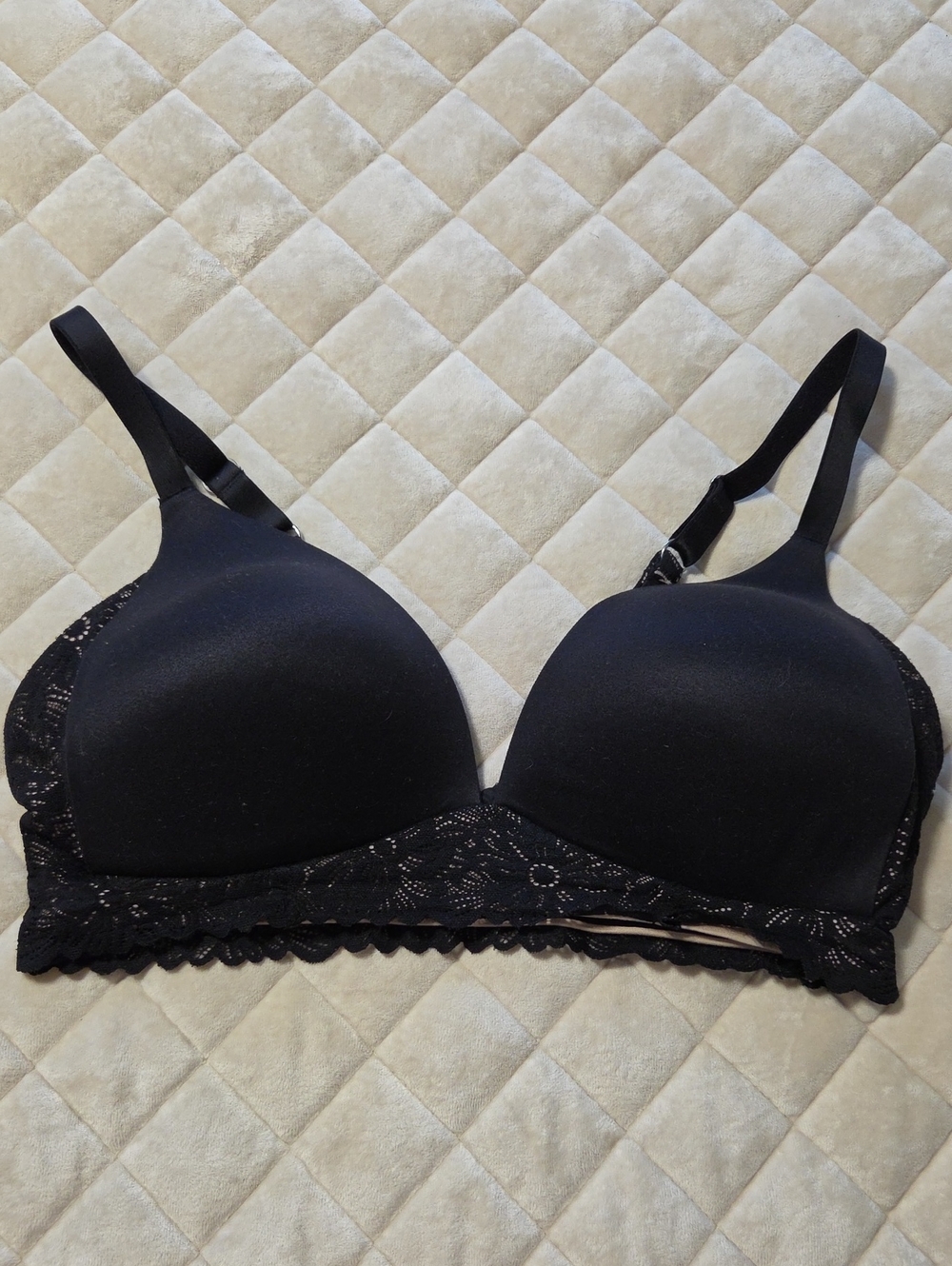 Aerie Summie Wireless Black Lace-Trim T-Shirt Bra